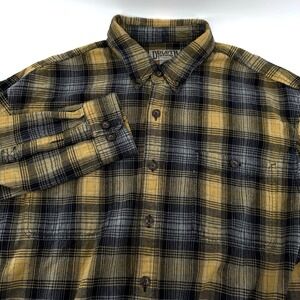 Duluth Trading Co Mens‎ XLTall Plaid Flannel Button Up Long Sleeve Shirt Yellow